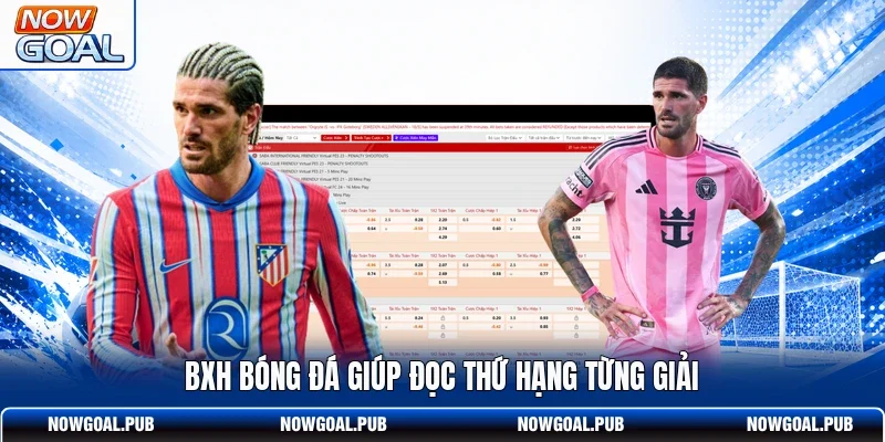 Bxh bóng đá giúp đọc thứ hạng từng giải